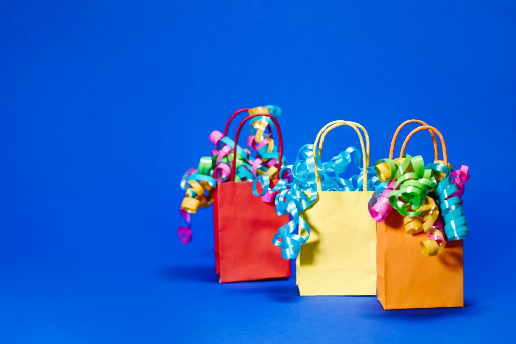 Multi-colored goody bags