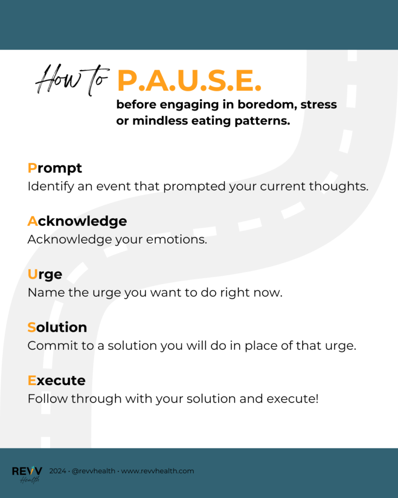 PAUSE or HALT to stop mindless eating