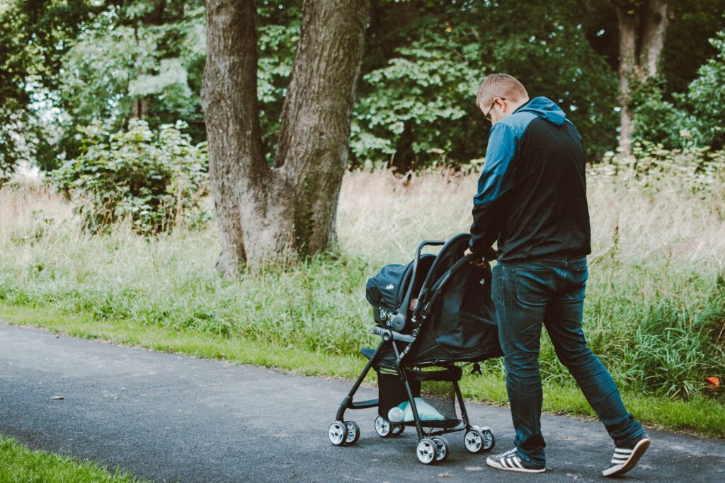 Getting outside for a walk with stroller to stop emotional eating
